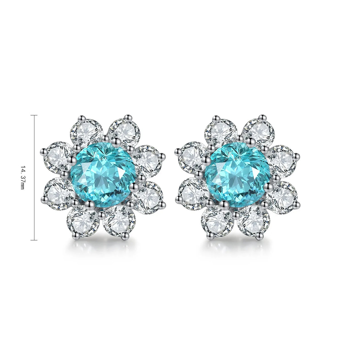 Gemfiori Anster High Quality S925 Lab Grown Paraiba Earring Stud Dainty Gemstone Stud Earrings for Women Daily Wear Gift