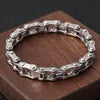 REBEL S925 Sterling Silver Motorcycle Chain Bracelet for Men Thick Domineering Bamboo-chain Bangle Fashion Jewelry