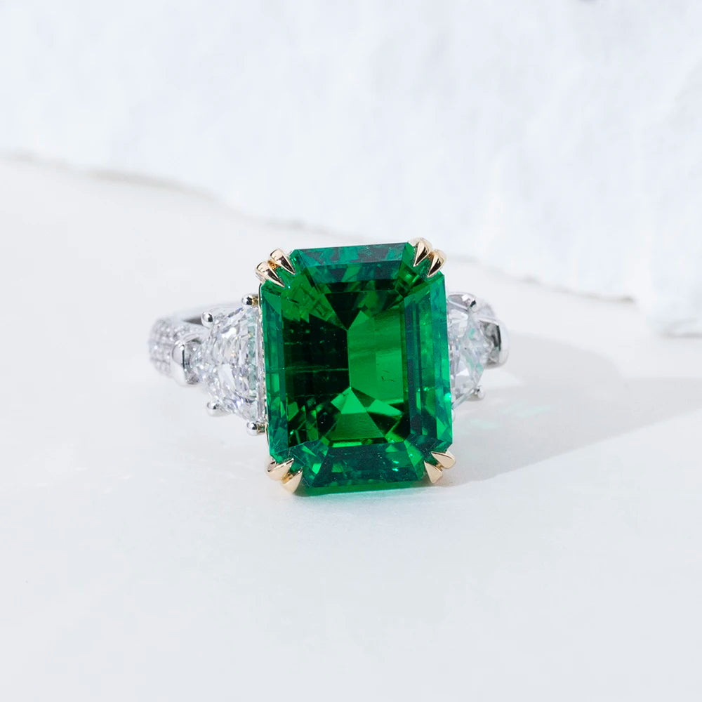 Messi Jewelry Custom Jewelry MSR-2038 Fashion Designed 18k White Gold Lab Grown Emerald Ring