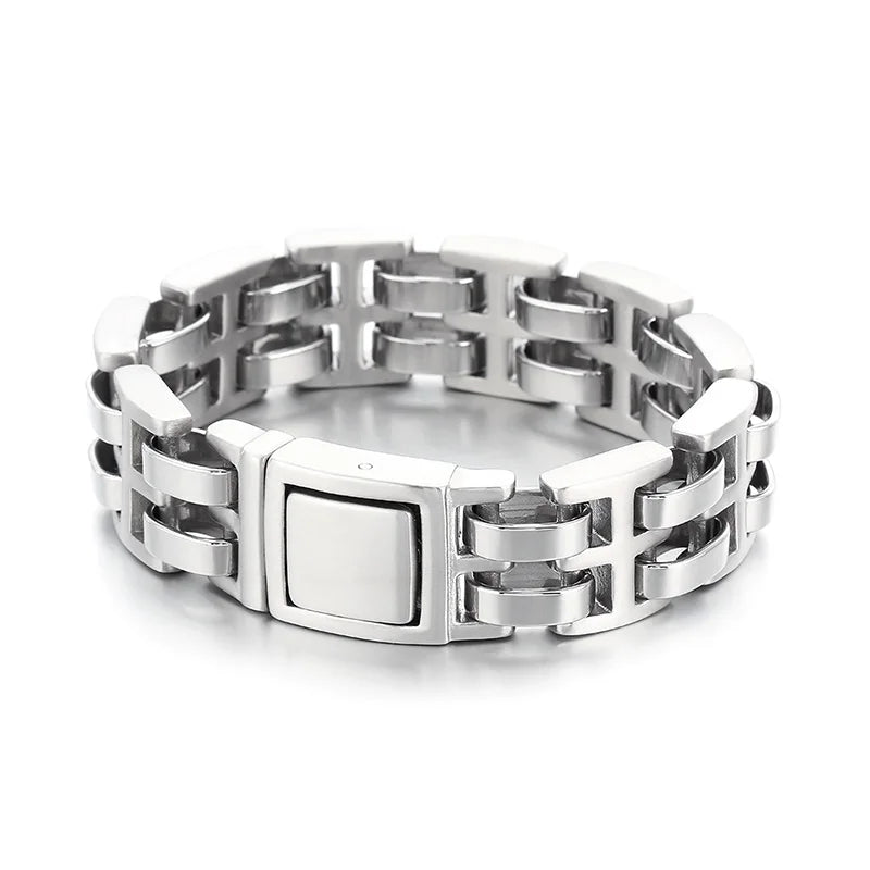 KALEN 230mm Casual Polished Stainless Steel Watchband Links Bracelet for Man