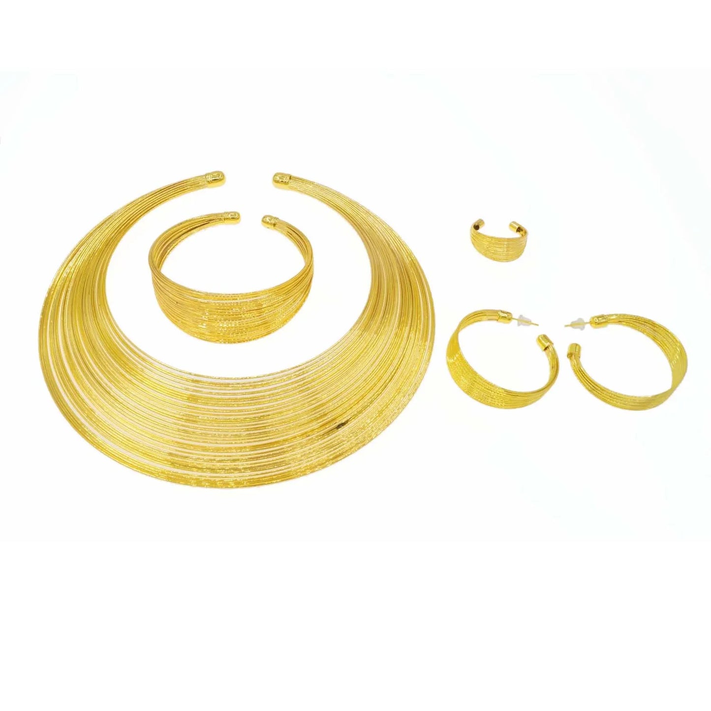 Zhuerrui Electroplated Jewelry Women's Jewelry Set Simple Fashion Necklace Bracelet Jewelry Sets Bridal Wedding Party HA20051
