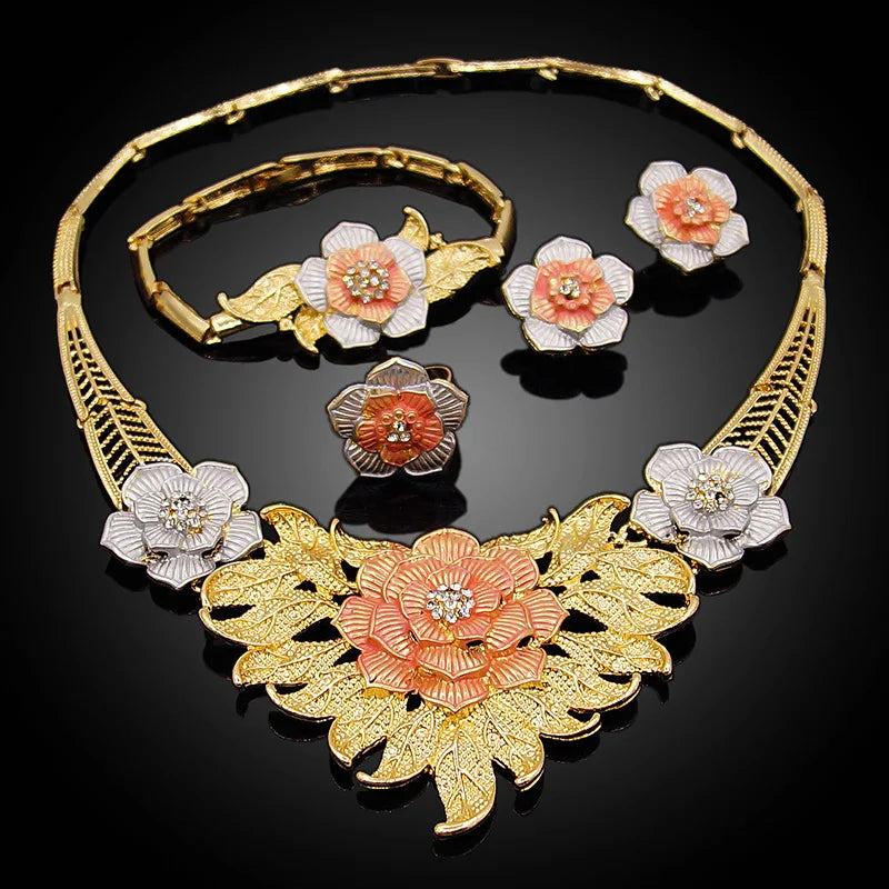 Zhuerrui Mother's Love I Love You Hug and Kiss Jewelry Sets Germany Fashion Plated Gold Xoxo Stainless Steel Jewelry Set