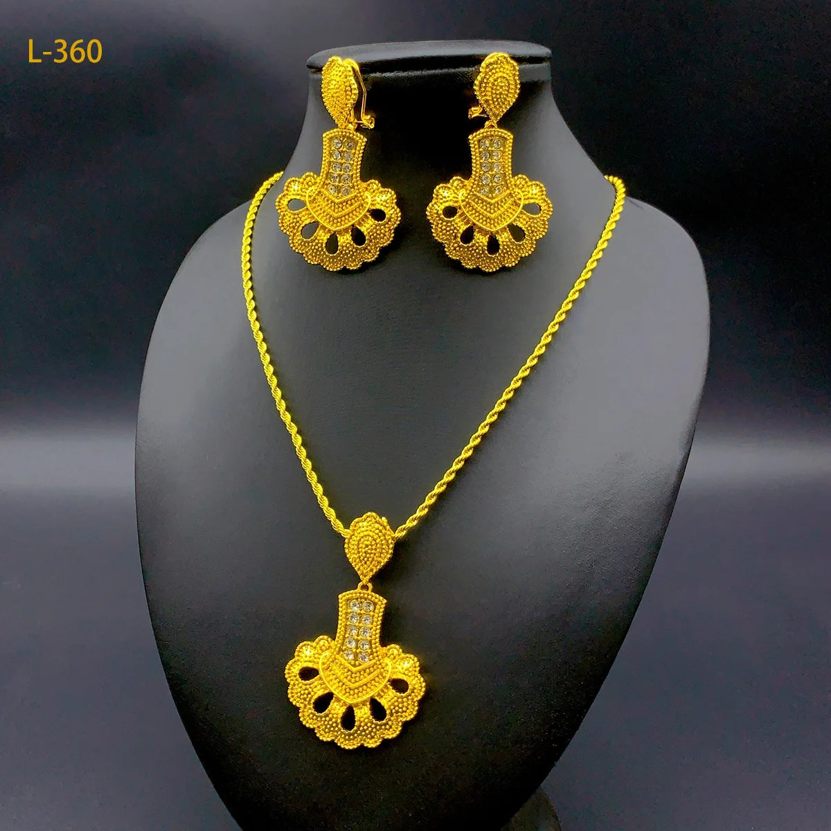 Dubai Bridal 24K Gold Plated Pendant Necklace & Earrings Set | Luxury Brass Jewellery | 15 Styles