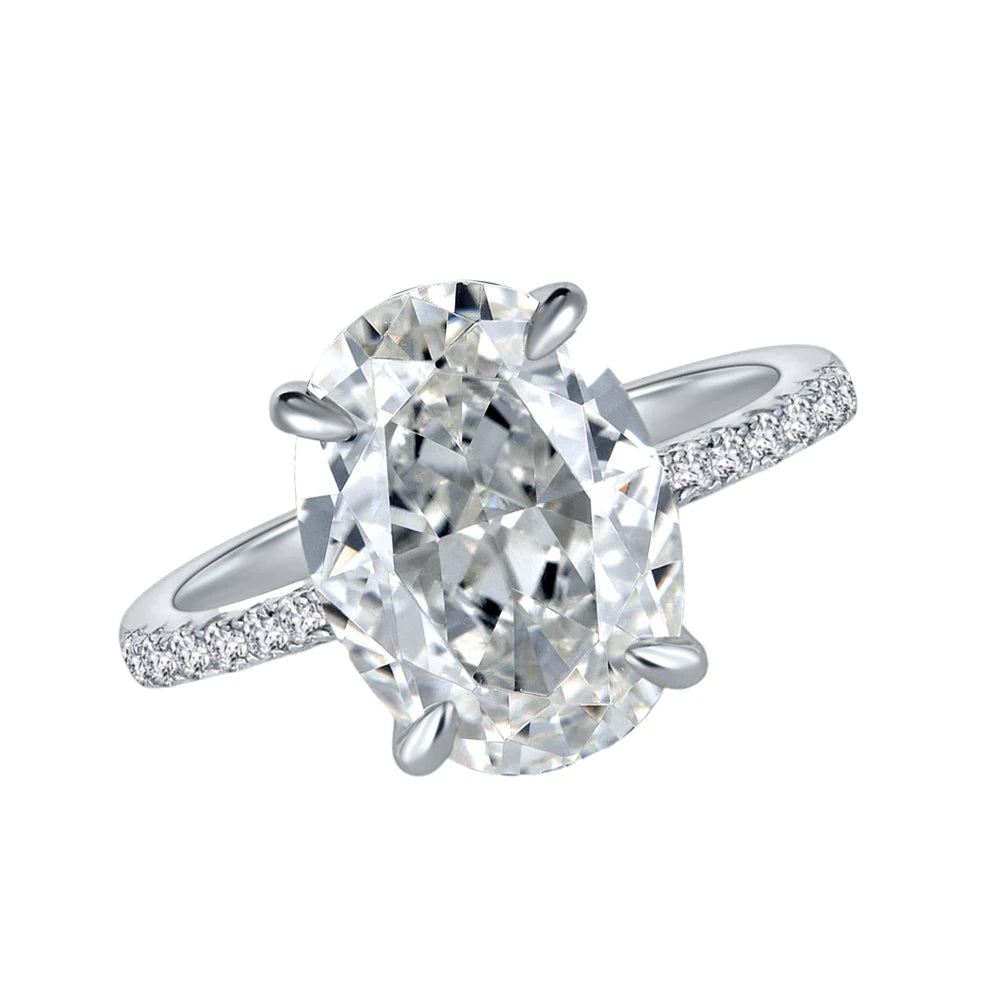 MuShan Jewelry Factory 4ct High Carbon Diamond Ring 925 Set With 9*13 European and American Style Light Luxury Women Ring