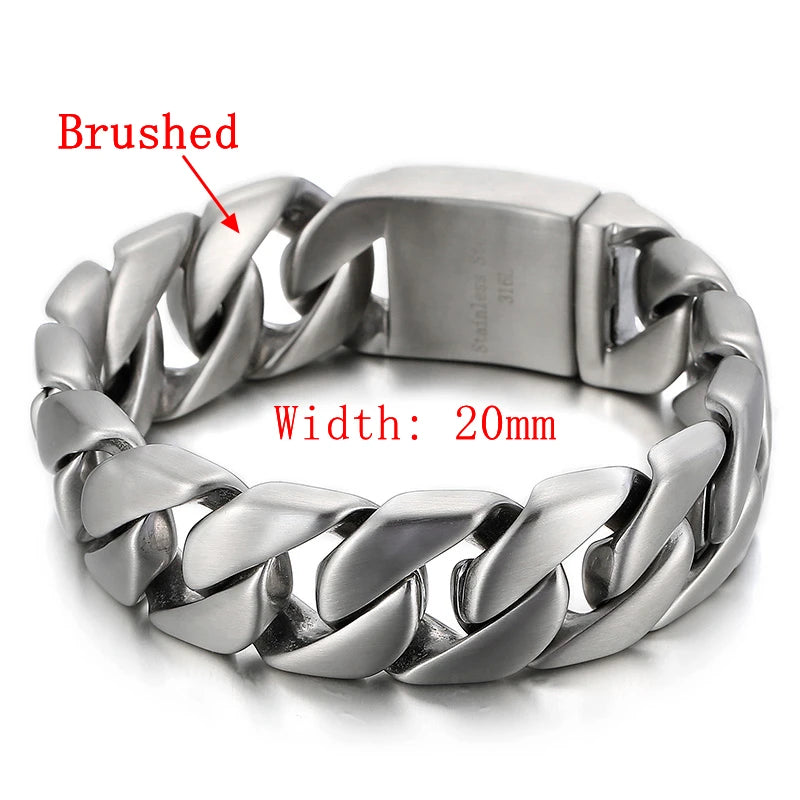 KALEN 20mm Miami Bracciali Peruviani Stainless Steel Cuban Hiphop Chain Link Bracelet