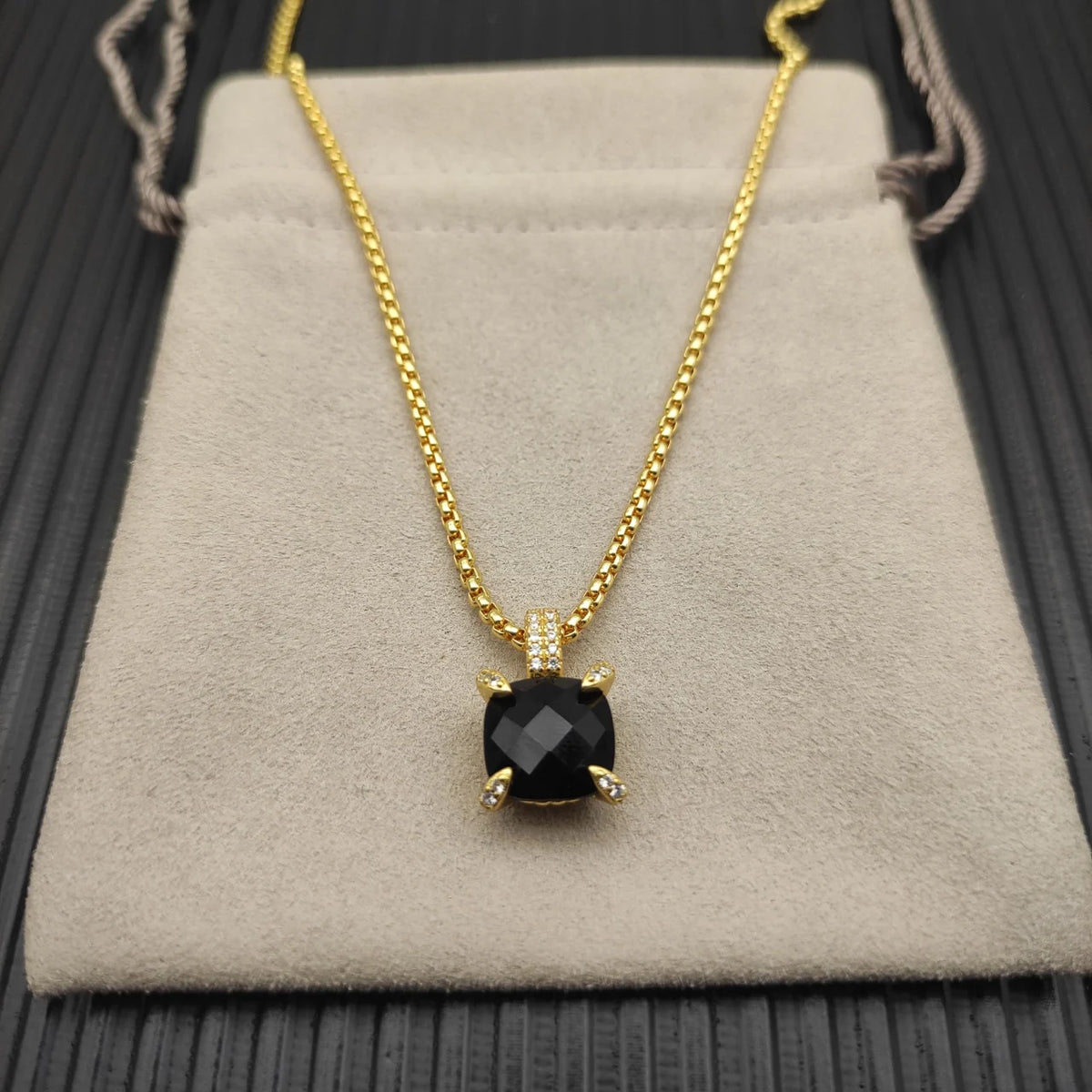 REDheart DY High-Quality Silver-Plated 11mm Four-Prong Diamond Necklace. Gold-Plated Colored Gemstone Necklace. Jewelry.