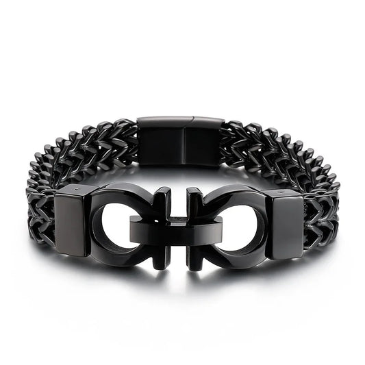 Vintage Retro Silver Look Biker Punk Chain Bracelet 3 Colors  Men Twist Wrist Band Stainless Steel