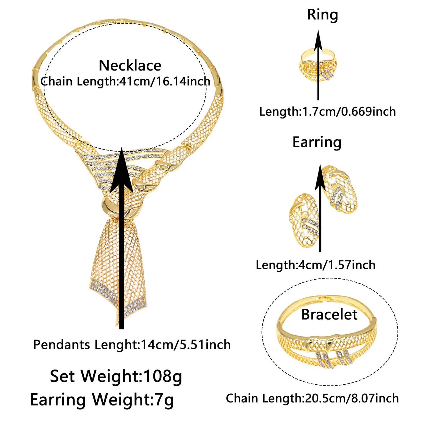 Zhuerrui Personality Unique Jewelry Four Sets of 24K Gold Plated Diamond Gorgeous Fashion Elegant Factory Direct SalesHY14041511