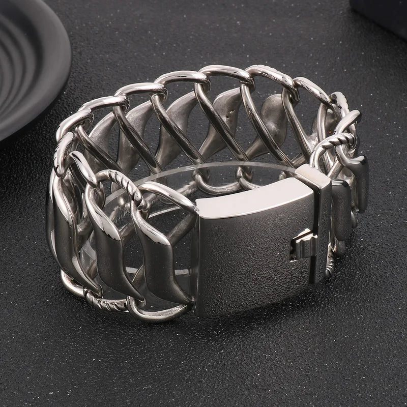 KALEN 220mm Unisex Fashion Polished Stainless Steel Original Links Bracelet