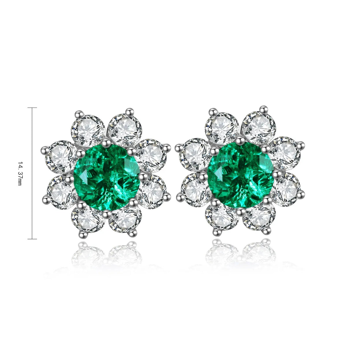 Gemfiori Anster High Quality S925 Lab Grown Emerald Earring Stud Dainty Gemstone Stud Earrings for Women Daily Wear Gift