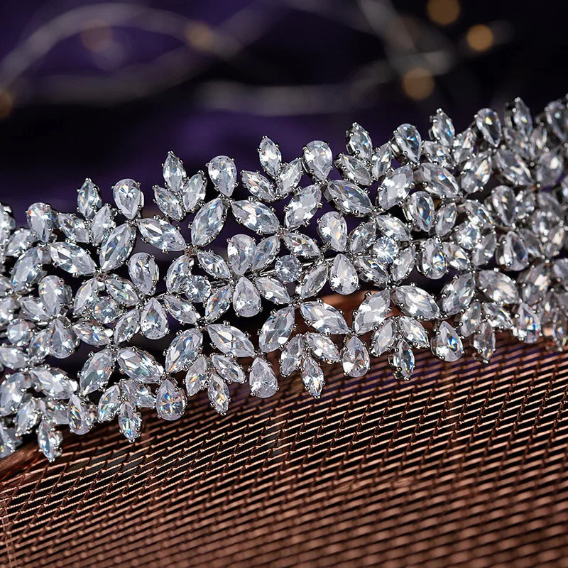 New Design Luxury  Bridal Hairband Cubic Zirconia Wedding Bridal Hair Accessories Tiaras and Headpiece for Lady BC5760