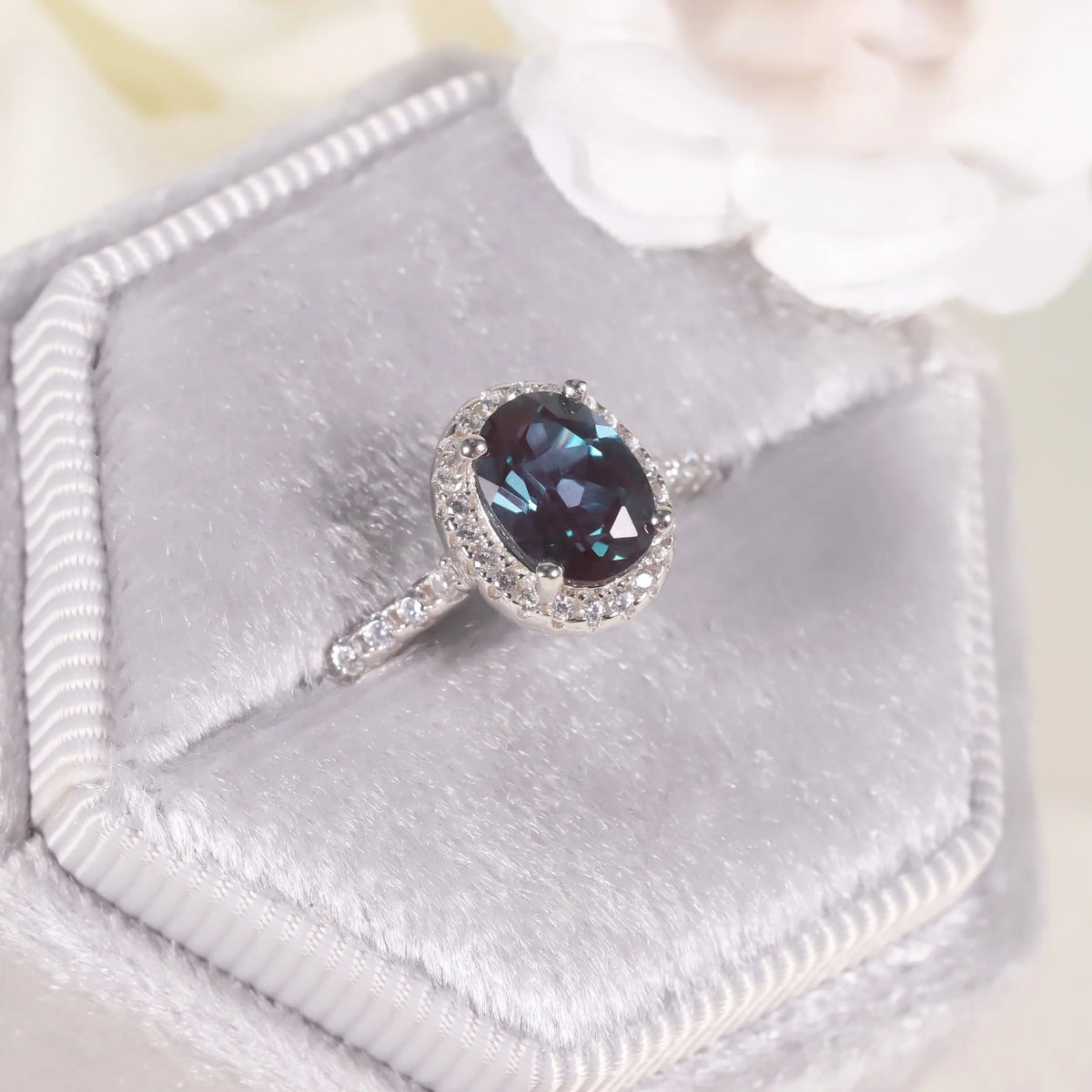 ArtistA KH082 Abiding Manufacturer Custom Color Change Alexandrite Gemstone 925 Sterling Silver Wedding Rings