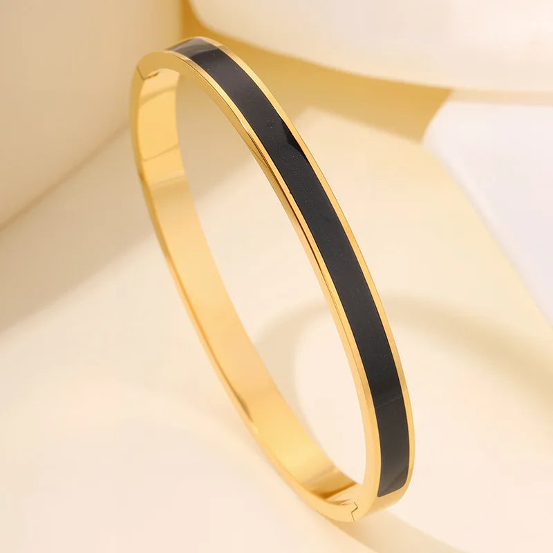 REBEL Stainless Inoxydable Stainless Steel 18K Gold Plated Roman Women Fashion Jewelry Bracelets Bangles