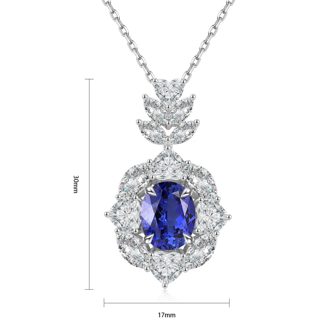 Gemfiori Anster 925 Sterling Silver High-quality Cultivated Sapphire Necklace - Suitable for Parties or As a Gift