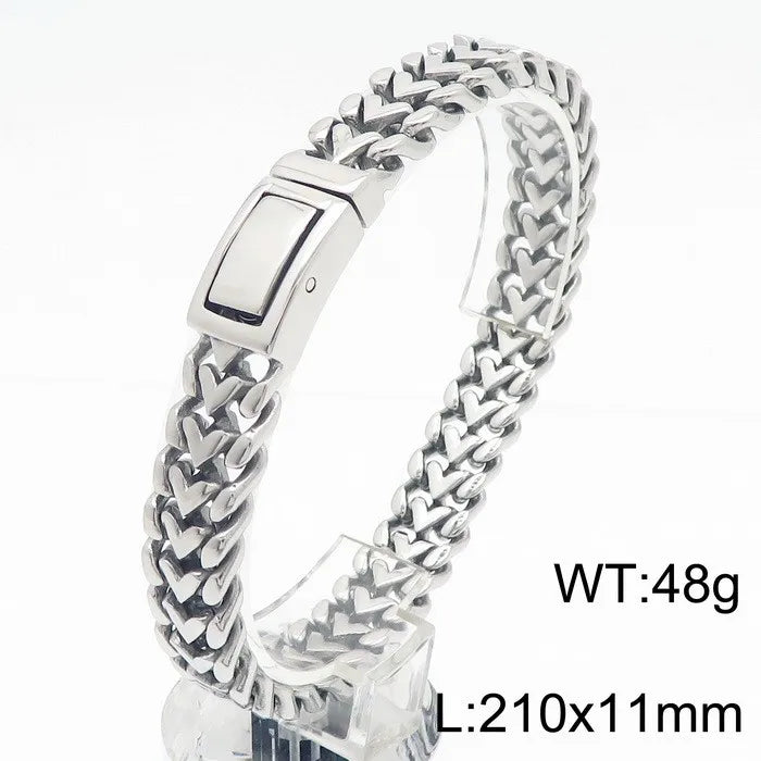 KALEN 210mm Vintage Stainless Steel Bracelet Love Heart Chain Men Bracelet