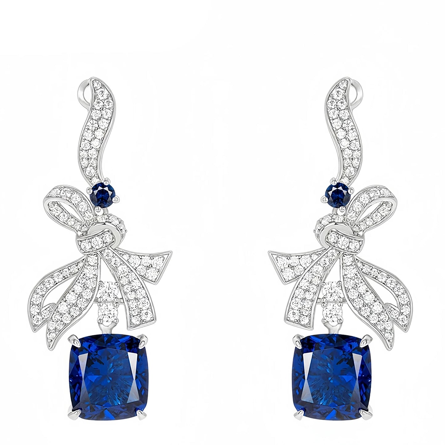 MUSHAN Jewelry Factory GRC Lab Grown Gemstones Sapphire and High Carbon Diamond Charm Drop Earrings 925 Silver Jewelry Earrings