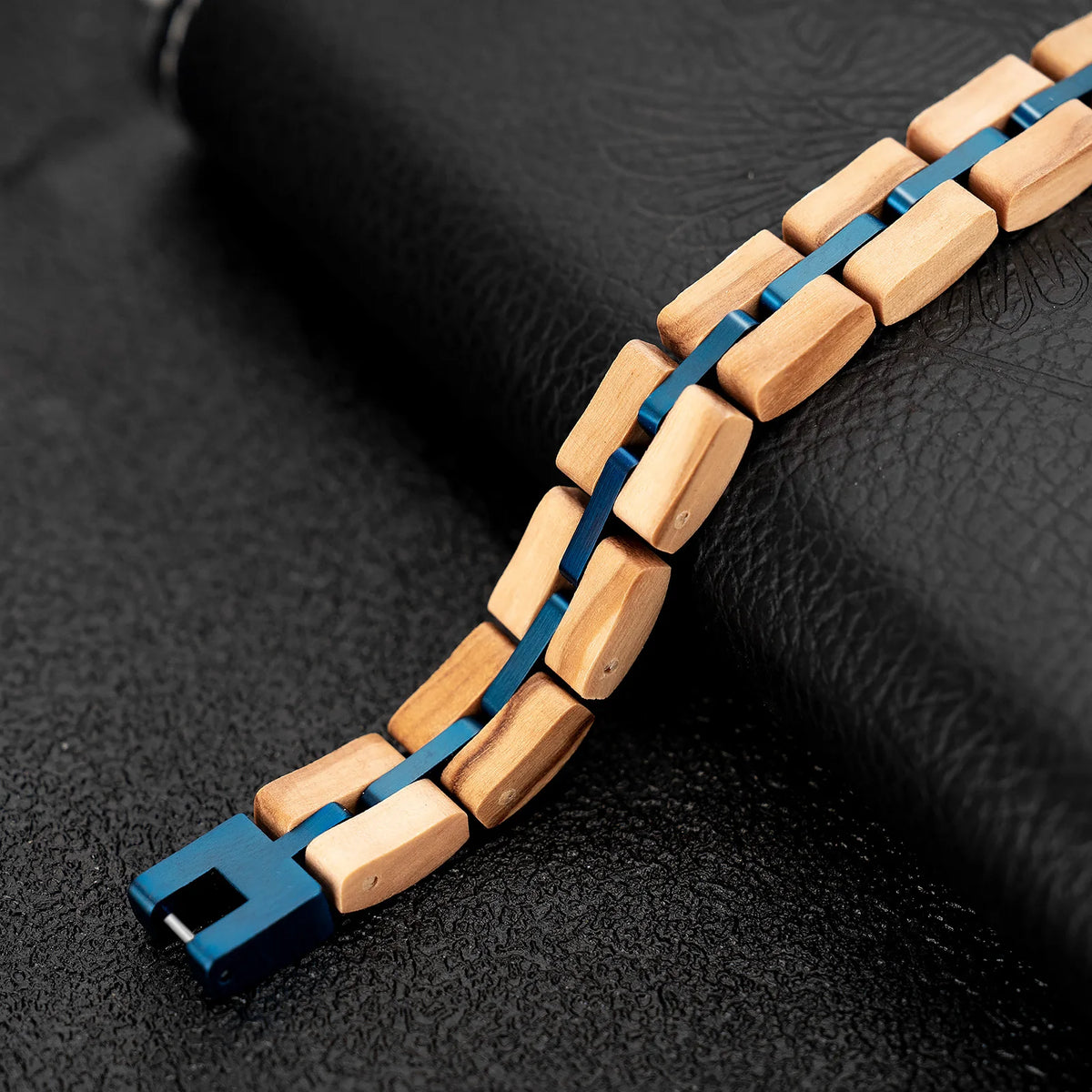 REBEL Classic Gift Jewelry Adjustable Wood Bracelet Black Blue Plated Stainless Steel Custom for Men and Women