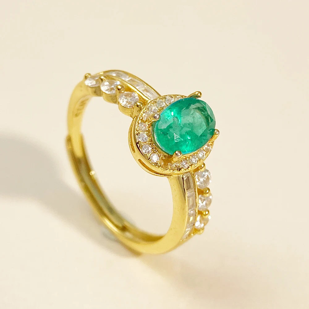 Gioiellieri Natural Emerald Ring for Engagement with 925 Sterling Silver May Birthstone Green Gemstone Fine Jewelry Luxury Anniversary