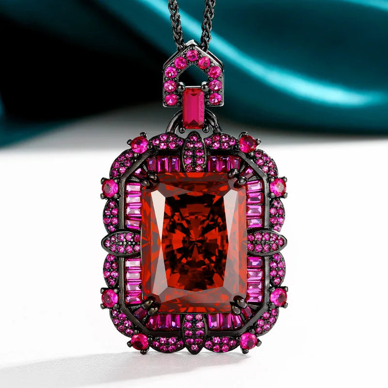 Gemfiori Jewelry Set Women's Retro Style Set Necklace Ring Copper Gold Plated Square Cutting 15 * 20 Wedding Party Zircon