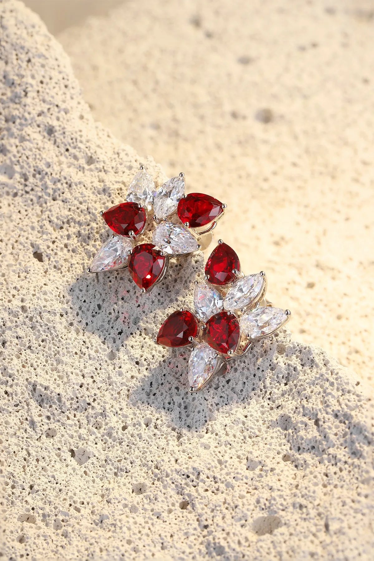 Gemfiori Anster High Quality S925 Lab Grown Ruby Earring Stud Dainty Gemstone Stud Earrings for Women Daily Wear Gift