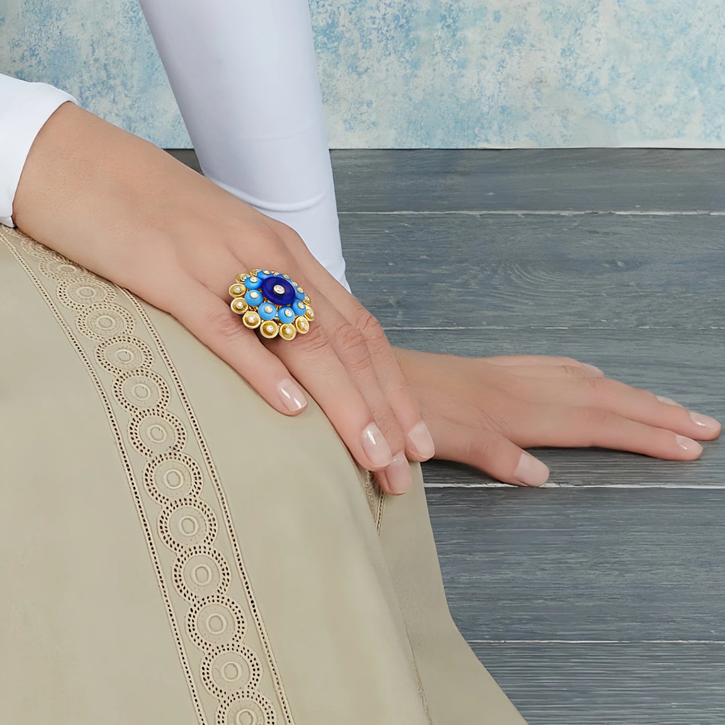 MUSHAN Jewelry Factory 925 Sterling Silver Ring High Carbon Diamond and Lapis Lazuli Jewelry Rings for Women Anniversaries Gifts