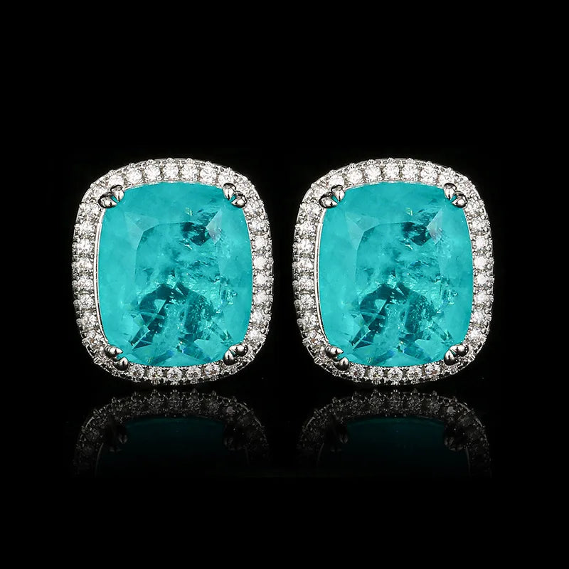 REDheart Brass Zircon Flower Shape Pendant Simulation Paraba Blue Gold Plated Trendy Women's Jewelry Set
