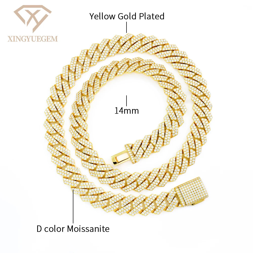 Men's 925 Sterling Silver Hip Hop Jewelry Vvs Iced Necklace 8-20mm Gra Certified Mossanite Moissanite Diamond Cuban Link Chain