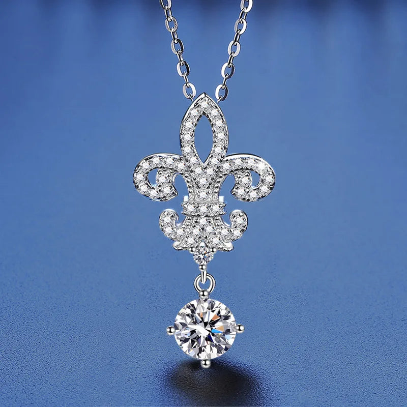 ArtistA Regal Fleur-de-lis Coordinating Moissanite Jewelry Set 925 Sterling Silver GRA Certified Non-Reactive All-Day Wear for Women