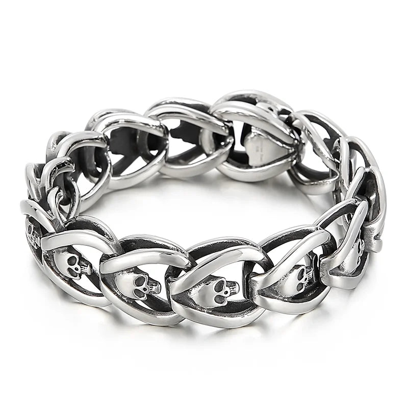 KALEN Punk Fine Jewelry Fashion Bracelets Men Multiple Style Chain Stainless Steel Skull Links Bracelet