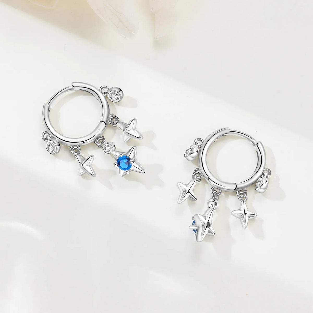 Trendy Multi Four Point Star Drop Earrings Inlaid Zircon CZ Crystal Chain Tassel Women's Gift Jewelry Copper Alloy Silver Plated