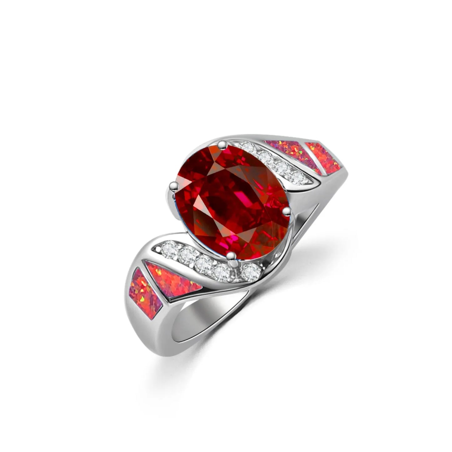 Statement Purple Gemstone & Blue Opal Ring | Zircon-Accented  Band | Luxury Fashion Jewelry for Women Men