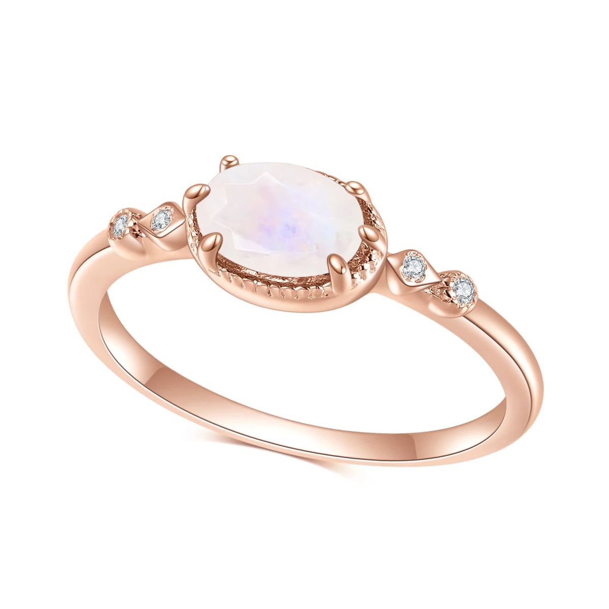 Gemfiori OL0899 Abiding Jewelry Custom Oval Cut 5x7mm Colored Synthetic Lab Created Gemostone Zirconia 925 Sterling Sliver Stacking Ring