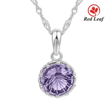 S&S 5A CZ 925 Silver Jewellery Set | Round Cut Stud Earrings & Pendant Necklace | Red, Blue & Purple | S&S Collection