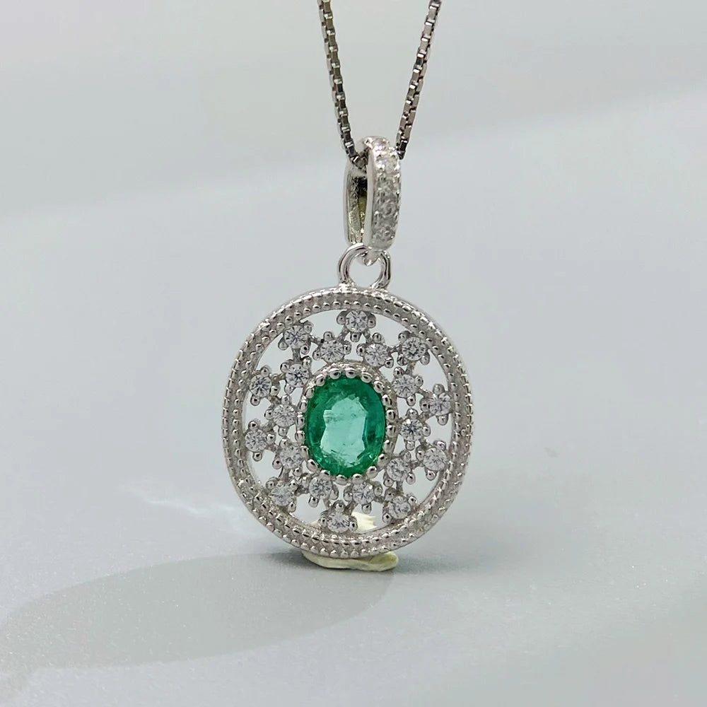 Gioiellieri Natural Green Emerald Jewelry for Women with 925 Sterling Silver Pendant May Birthstone Fine Jewelry Wedding Anniversary Choice