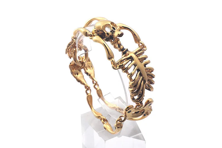 KALEN Punk Gold Color Skeleton Stainless Steel Charm Bracelet Men