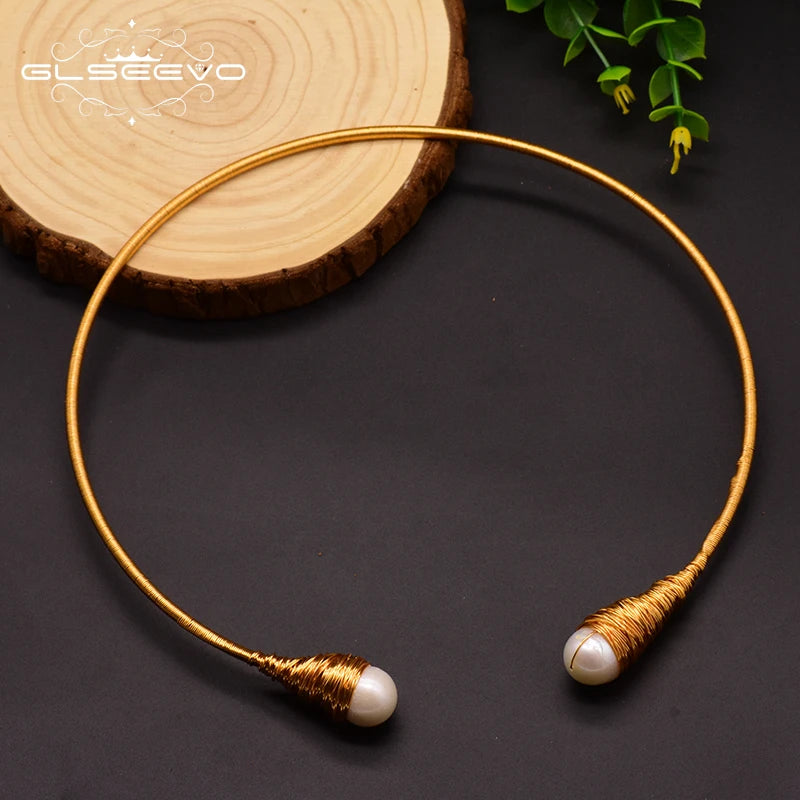 Natural Fresh Water Pearl Chokers Necklace for Women Necklaces Handmade Gold Jewelry
