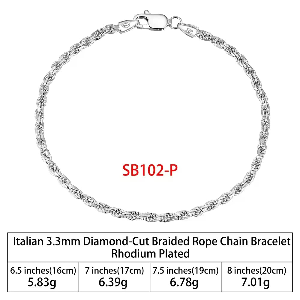 SB RINNTIN Fashion Jewelry Wholesale Men Cuban Link Chain Bracelet Custom Pulsera Hip Hop 925 Sterling Silver Chain Bracelet