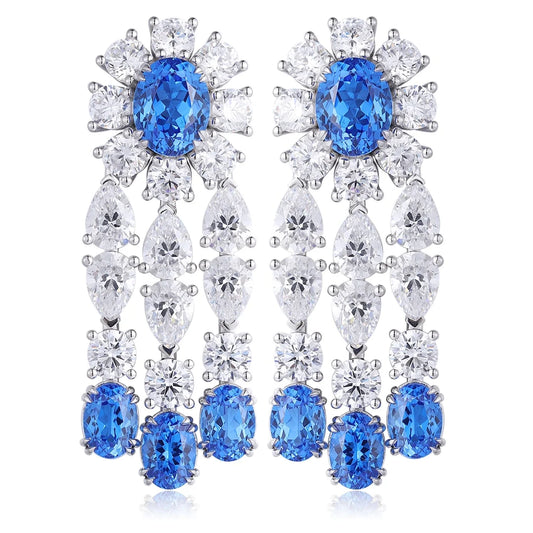 Gemfiori Anster High Quality S925 Lab Grown Cobalt Spinel Earring Stud Dainty Gemstone Stud Earrings for Women Daily Wear Gift