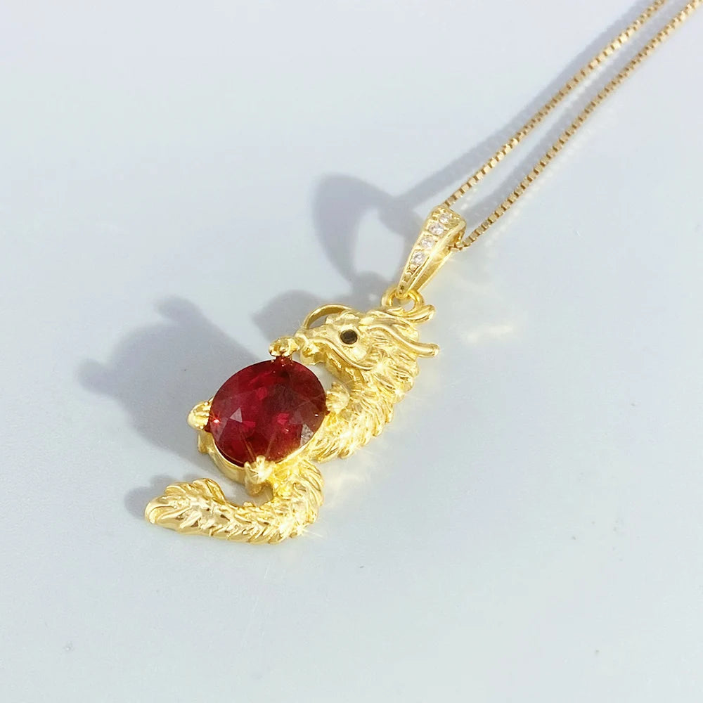 Gioiellieri Natural Pyrope Garnet Pendant with S925 Sterling Silver for Women Classic Deep Red Gemstone Jewelry Anniversary Birthday Gift