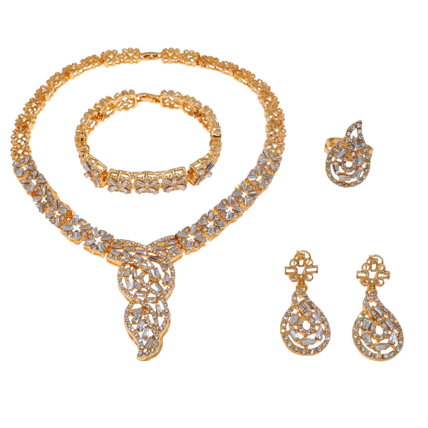 Zhuerrui Factory Wedding Gold Jewelry Set Beautiful Silver Diamond Bead Jewelry Sets Simple Women's Festival Gift HZ23002110