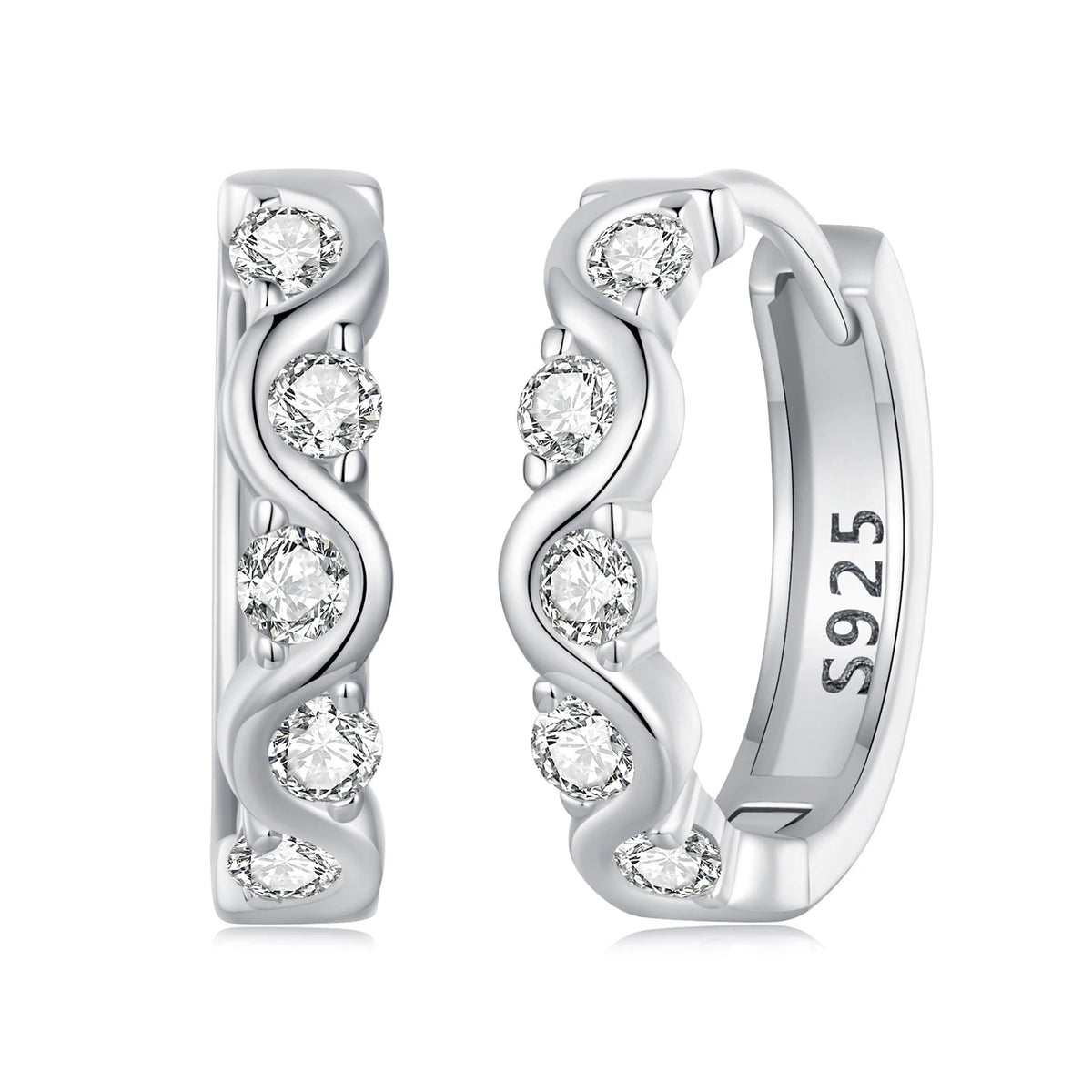 S&S 925 Silver Zircon Charm Earrings – Heart, Star, Butterfly & More – Platinum Plated – Collection
