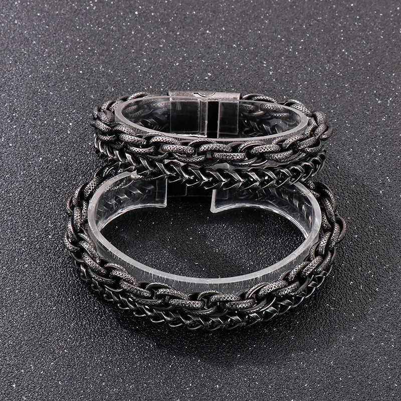 KALEN Stainless Steel Hand Chain Bracelet Retro Chains Bracelets Link Bangle