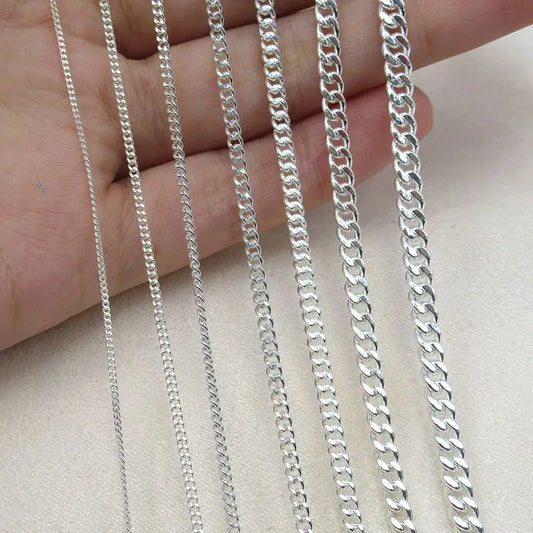 REBEL Fashion 925 Sterling Silver DC Cut Cuban Link Chain for Women Making Anti Tarnish Bracelet Necklace