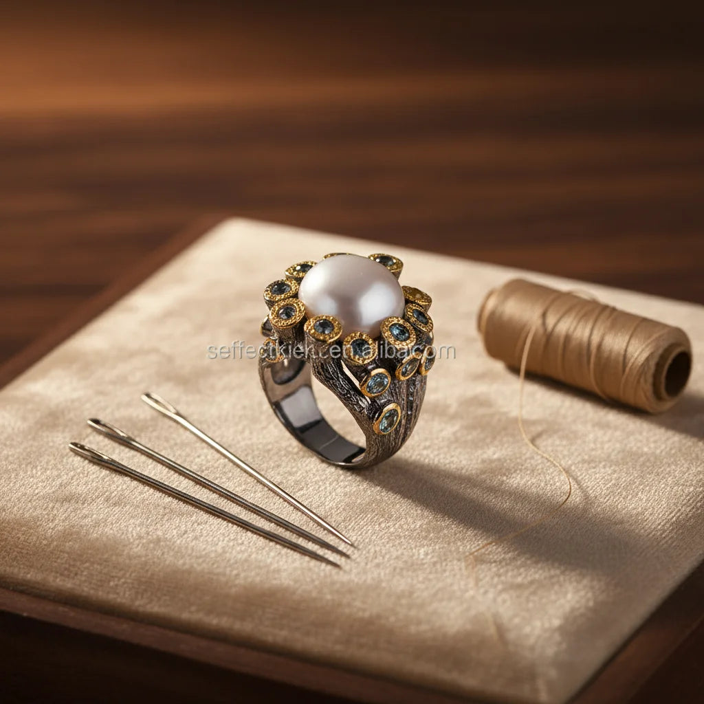 Freshwater Button Pearl 925 Sterling Silver Ring
