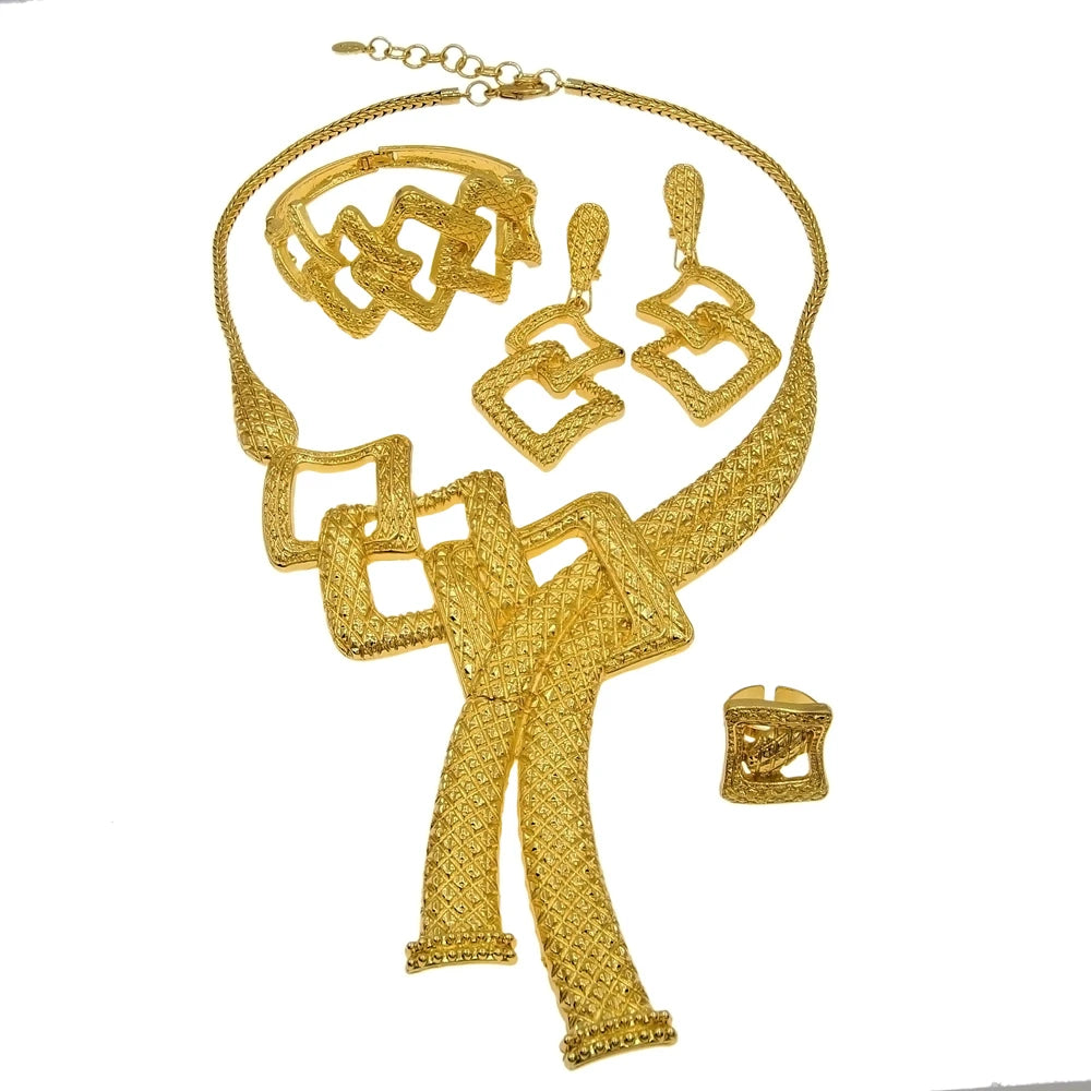 Zhuerrui High Quality African Jewelry Sets Italian Gold Plated Jewelry Set Fashion Lady Dubai Style Jewellery Sets H00436