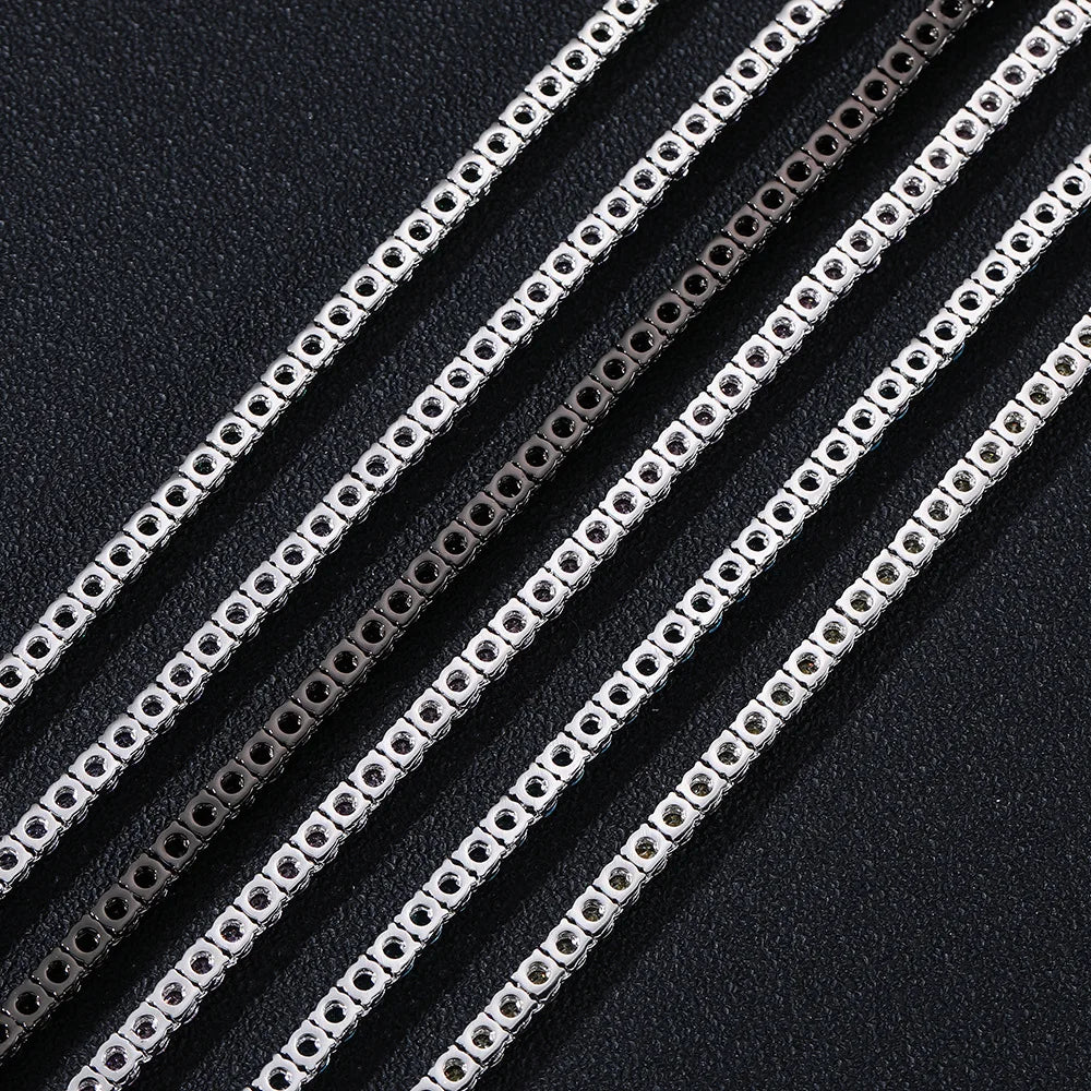 S&S 4mm Iced Out CZ Tennis Chain Necklace — Coloured Zircon | Gold, Silver & Black | S&S Collection