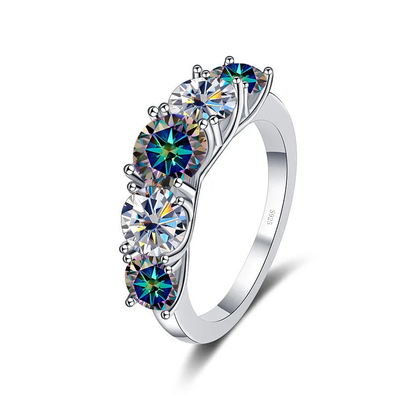 Fine 3.6CT VVS1 D Moissanite Row Rings 925 Sterling Silver Jewelry Pass Diamond Tester Colored Moissanite Rings for Women