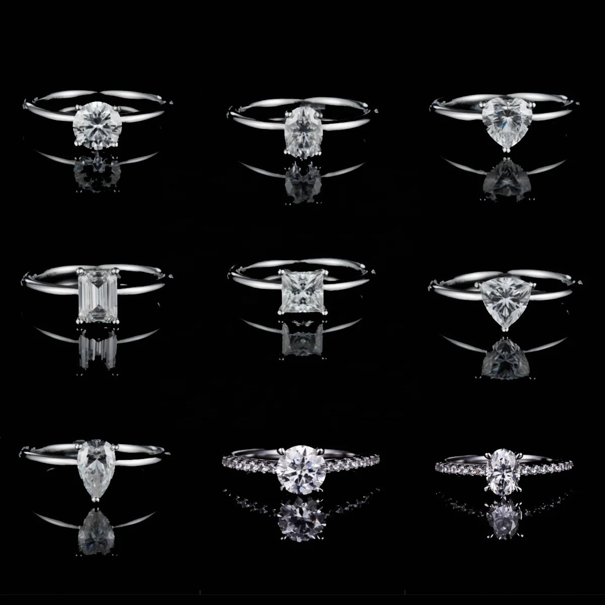 ArtistA Modern Minimalist Style 925 Silver Moissanite Necklace Ring Earrings Solitaire Jewelry Set for Fashionable Everyday Workwear