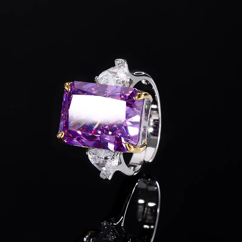 Gemfiori High Class Exquisite Purple Pendant Perfume Bottle Earrings Fashion Ring Temperament Jewelry Set