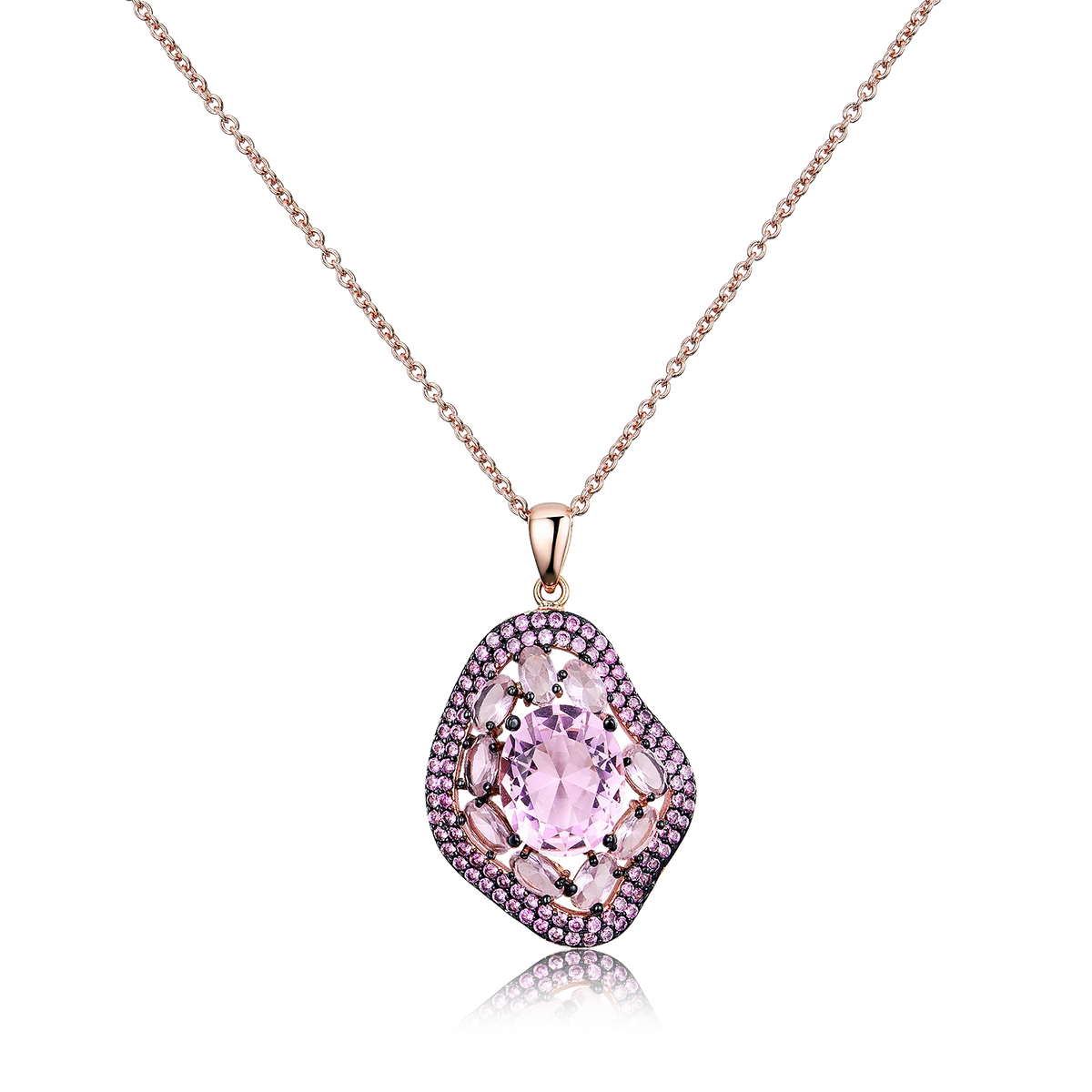 Nano Pink Morganite Jewelry Sets Gemstone Pendant Necklace Rings Drop Earrings 925 Sterling Silver for Women Best Gift